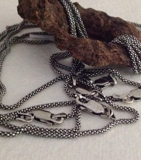 1 Necklace Chain OXIDIZED Sterling Silver - Finished 20 inches Ready to Wear Speciality Snake Style - Legacy Silver Supplies CH117
