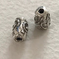 2 Rustic Artisan Sterling Silver Tube Beads - 2 Large Swirled Tendril Spacer Beads 8.25mm x 5.2mm - Legacy Silver Supplies AC231