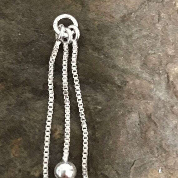 2 Sterling Silver Tassle Charms - 35mm = 1.25 Inch Long Chain n Ball Bauble Drop Charms - Beaded Box Chain Dangle Legacy Silver Supplies C52