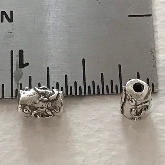 2 Rustic Artisan Sterling Silver Tube Beads - 2 Large Swirled Tendril Spacer Beads 8.25mm x 5.2mm - Legacy Silver Supplies AC231