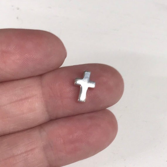 1 Sterling Silver Cross Bead - Chunky - Smooth and Shiny - Small Beading Stringing Design 9mm x 2mm Hole - Legacy Silver Supplies MB172