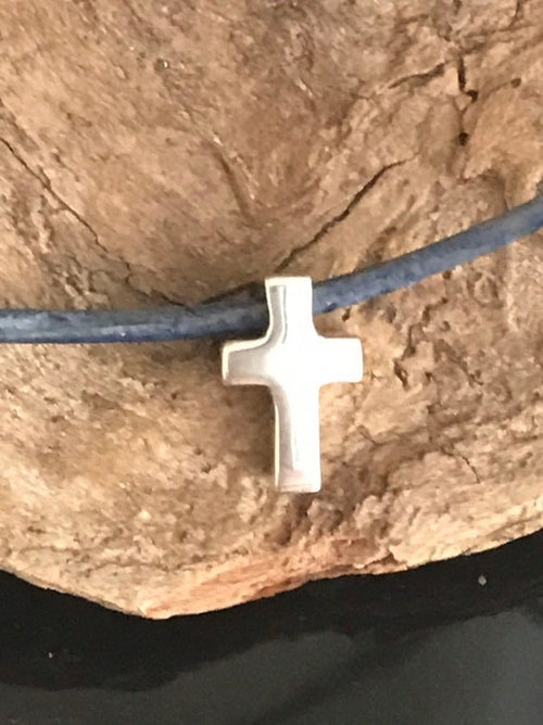 1 Sterling Silver Cross Bead - Chunky - Smooth and Shiny - Small Beading Stringing Design 9mm x 2mm Hole - Legacy Silver Supplies MB172