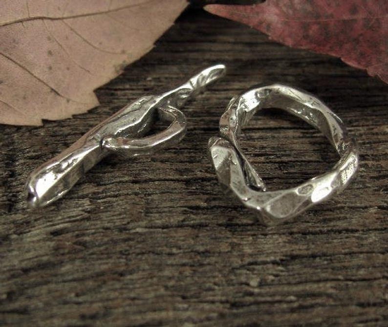 Sterling Silver Toggle Clasp Set - Large -  Thick  -  Chunky - Artisan Crafted - Rustic - Boho - Legacy Silver Supplies AC198