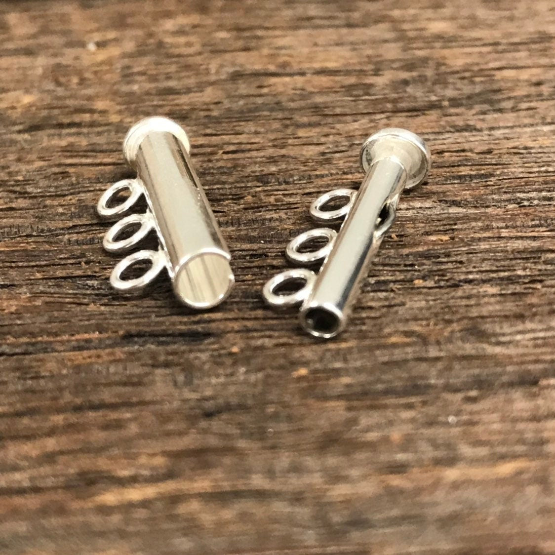 Multi Strand Tube Clasp - 1 Sterling Silver 3 Multi Strand Jewelry Closure - Bracelet or Necklace  Beading and Stringing  - Legacy T128