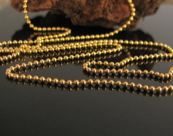 Gold Necklace - 18 Inch  14kt  Gold Filled Beaded Ball Chain  Finished 1.2mm CH111