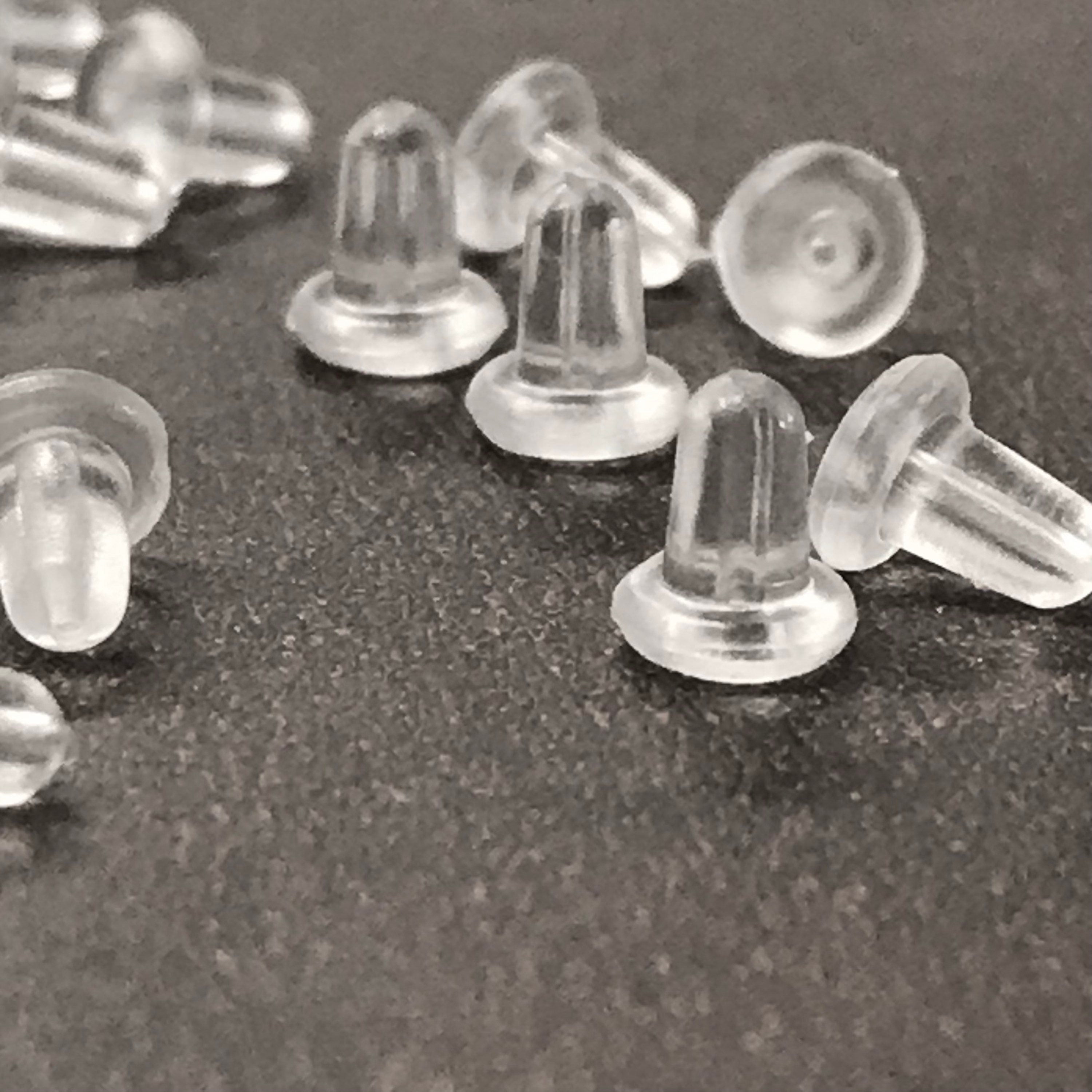 Rubber Earnut - Earwire Stoppers - 100 Clear Earring Backs Use on 22 gauge - 21 gauge Ear Wires E142