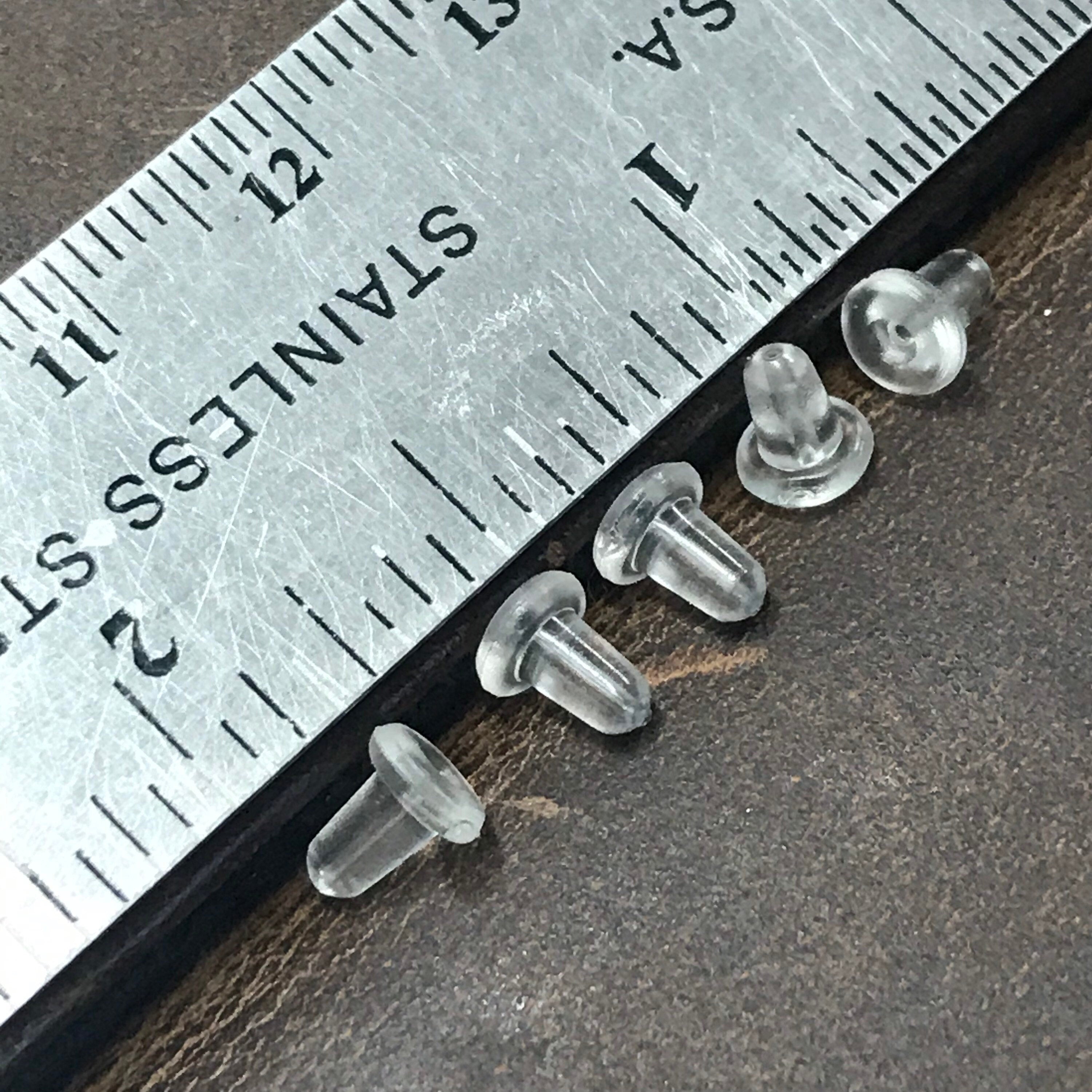 Rubber Earnut - Earwire Stoppers - 100 Clear Earring Backs Use on 22 gauge - 21 gauge Ear Wires E142