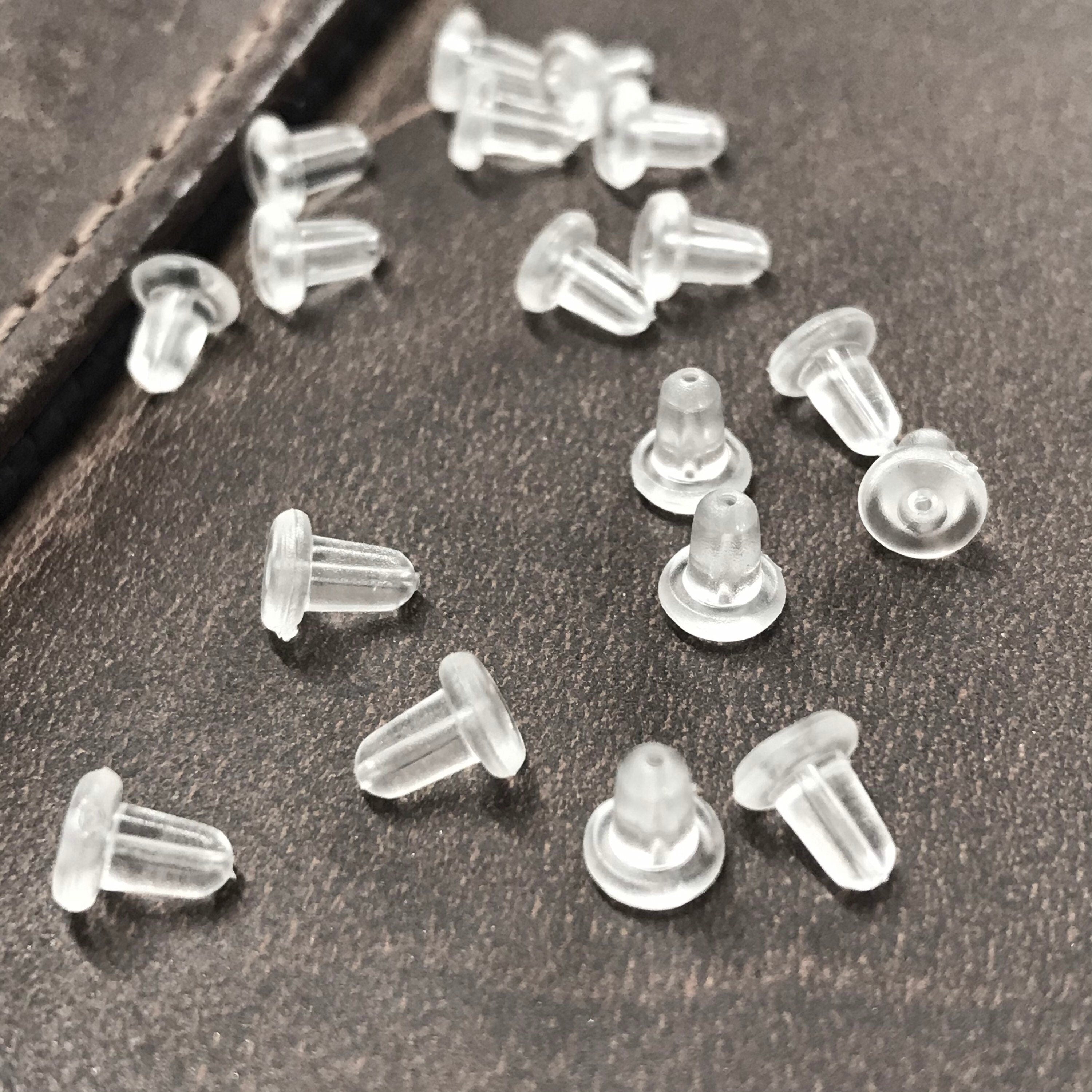 Rubber Earnut - Earwire Stoppers - 100 Clear Earring Backs Use on 22 gauge - 21 gauge Ear Wires E142