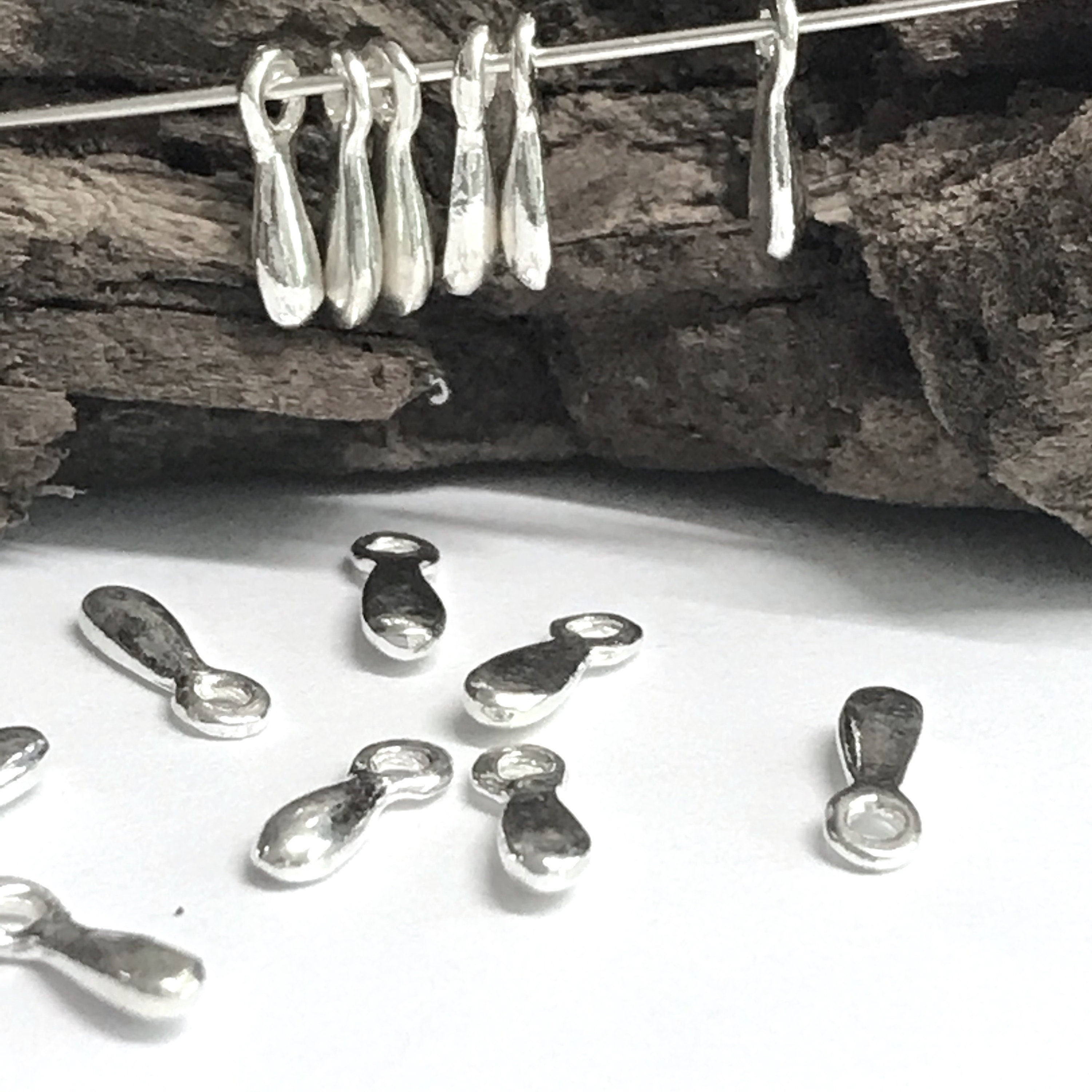 10 Sterling Silver Teardrop Charms - Holiday Glitz - Sparkly Drops Dangles or Baubles - Small 8.5mm Add on Charms  Oakhill Silver Legacy Z42