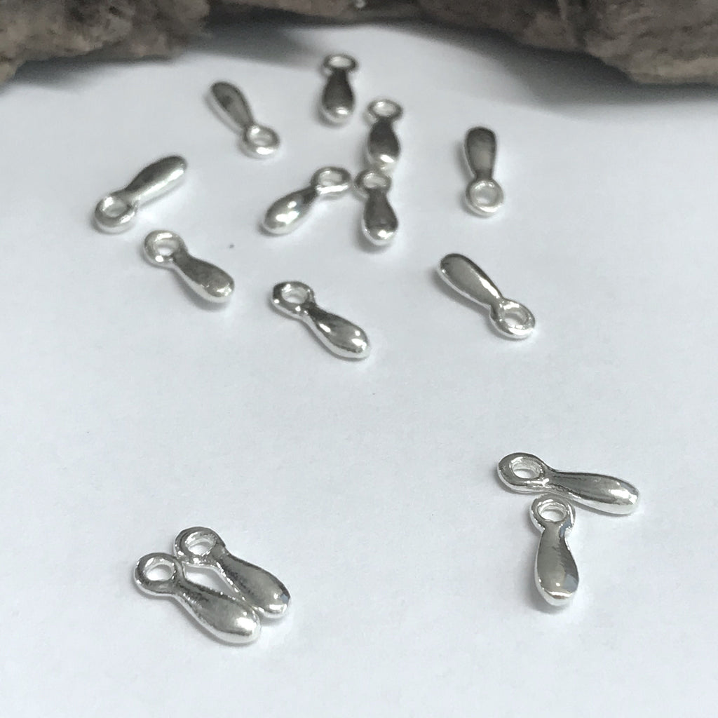10 Sterling Silver Teardrop Charms - Holiday Glitz - Sparkly Drops Dangles or Baubles - Small 8.5mm Add on Charms  Oakhill Silver Legacy Z42