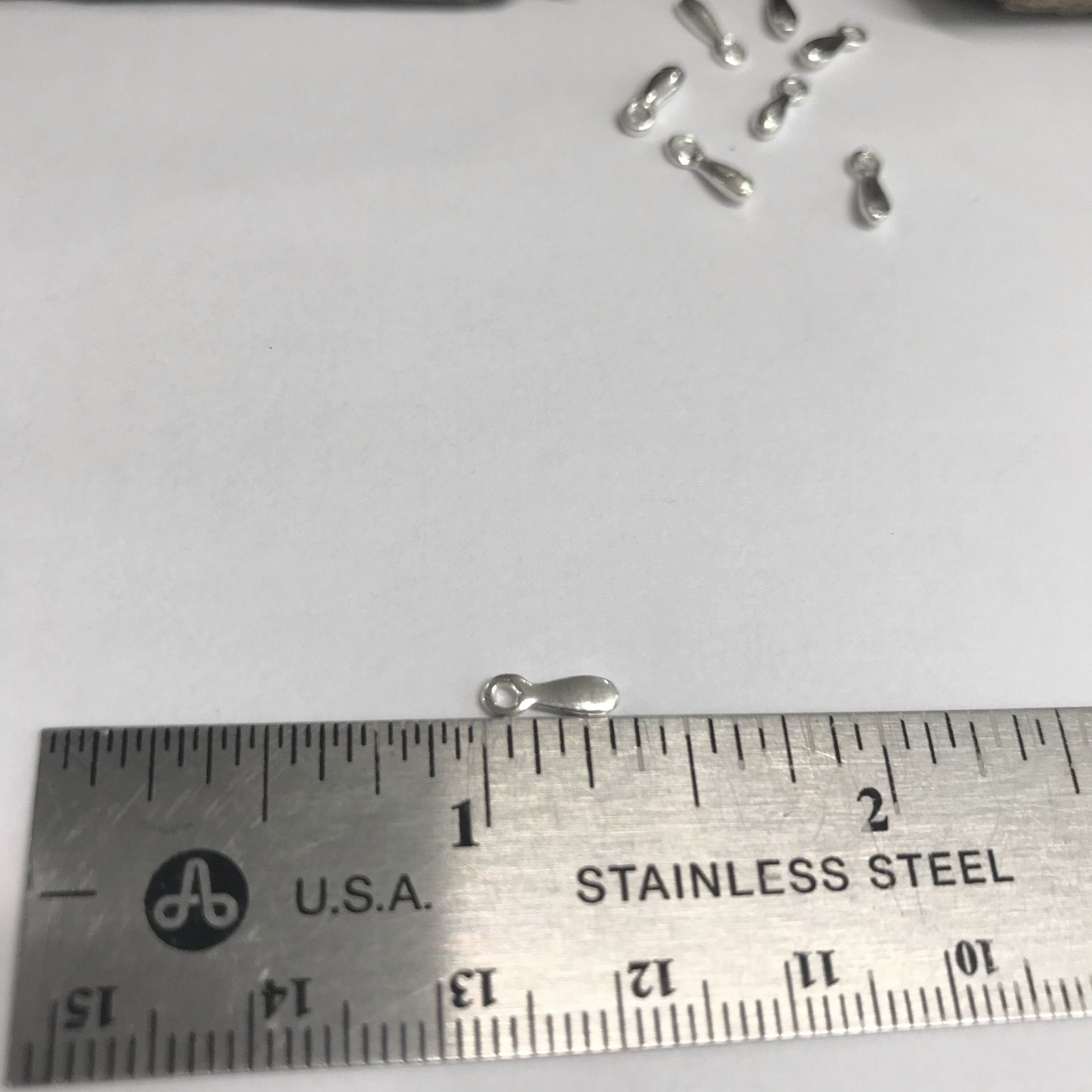 10 Sterling Silver Teardrop Charms - Holiday Glitz - Sparkly Drops Dangles or Baubles - Small 8.5mm Add on Charms  Oakhill Silver Legacy Z42