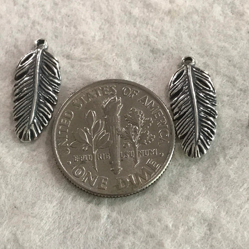 2 Sterling Silver Feather Charms  - 16.60mm - Double Sided Details  Legacy Silver Supplies - Hand Made in Bali by Metal Smiths - Z60