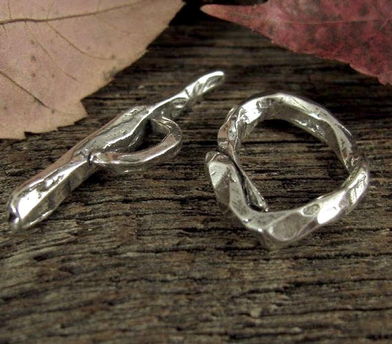 Sterling Silver Toggle Clasp Set - Large -  Thick  -  Chunky - Artisan Crafted - Rustic - Boho - Legacy Silver Supplies AC198