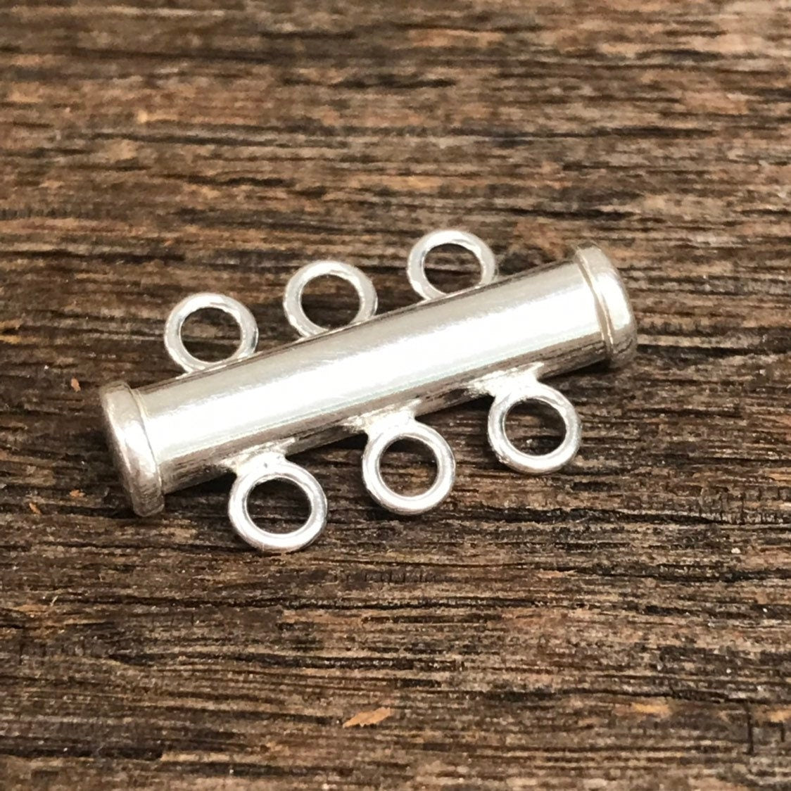 Multi Strand Tube Clasp - 1 Sterling Silver 3 Multi Strand Jewelry Closure - Bracelet or Necklace  Beading and Stringing  - Legacy T128