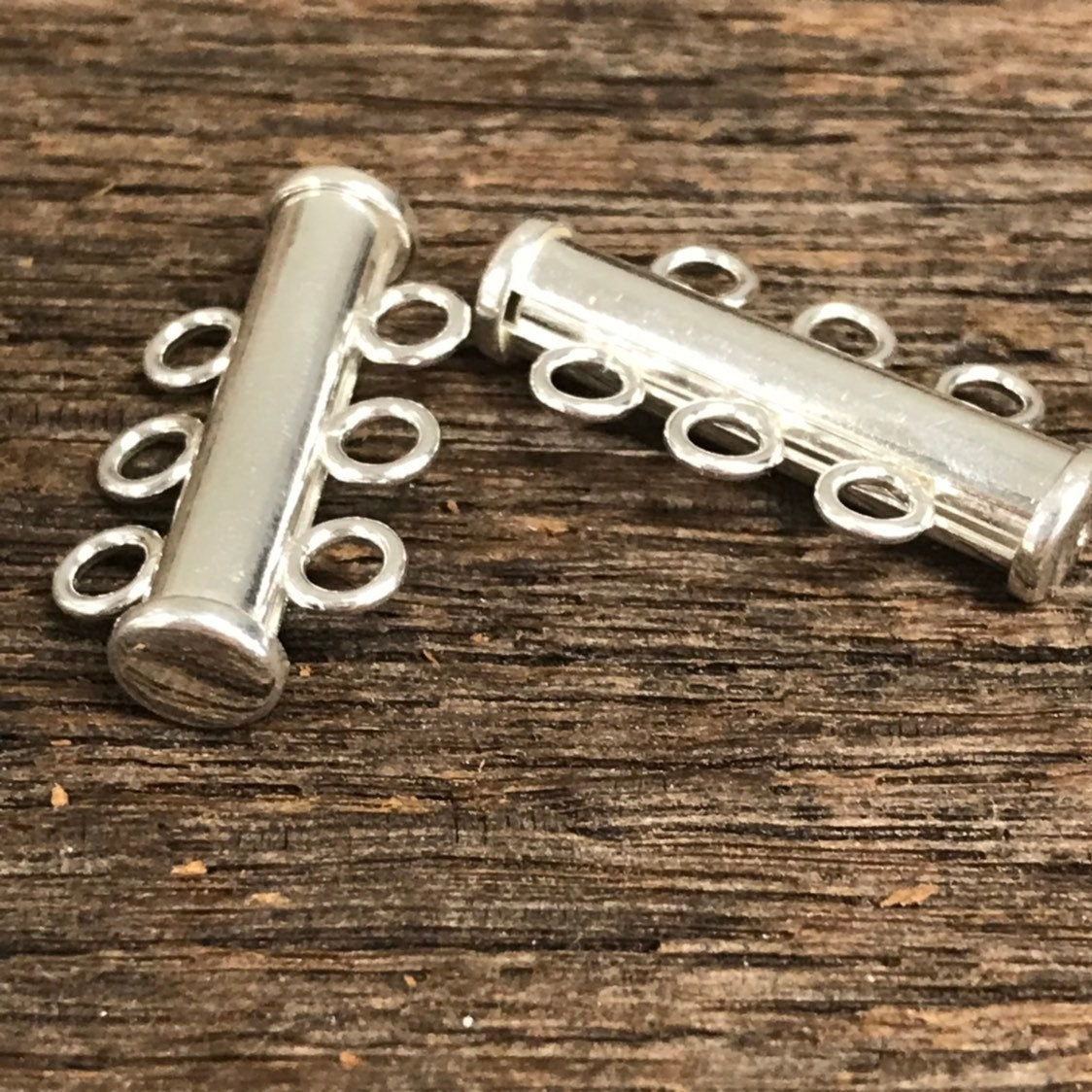 Multi Strand Tube Clasp - 1 Sterling Silver 3 Multi Strand Jewelry Closure - Bracelet or Necklace  Beading and Stringing  - Legacy T128