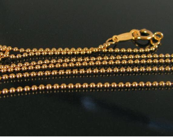 Gold Necklace - 18 Inch  14kt  Gold Filled Beaded Ball Chain  Finished 1.2mm CH111