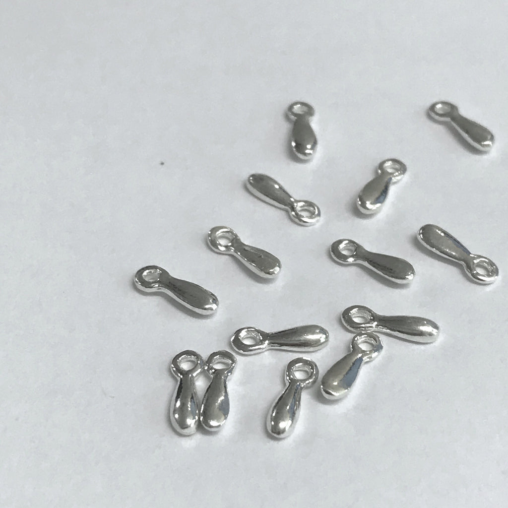 10 Sterling Silver Teardrop Charms - Holiday Glitz - Sparkly Drops Dangles or Baubles - Small 8.5mm Add on Charms  Oakhill Silver Legacy Z42