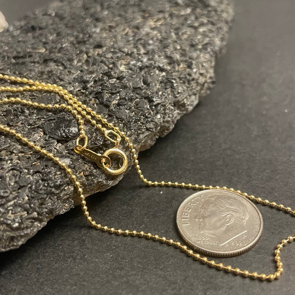 Gold Necklace - 18 Inch  14kt  Gold Filled Beaded Ball Chain  Finished 1.2mm CH111