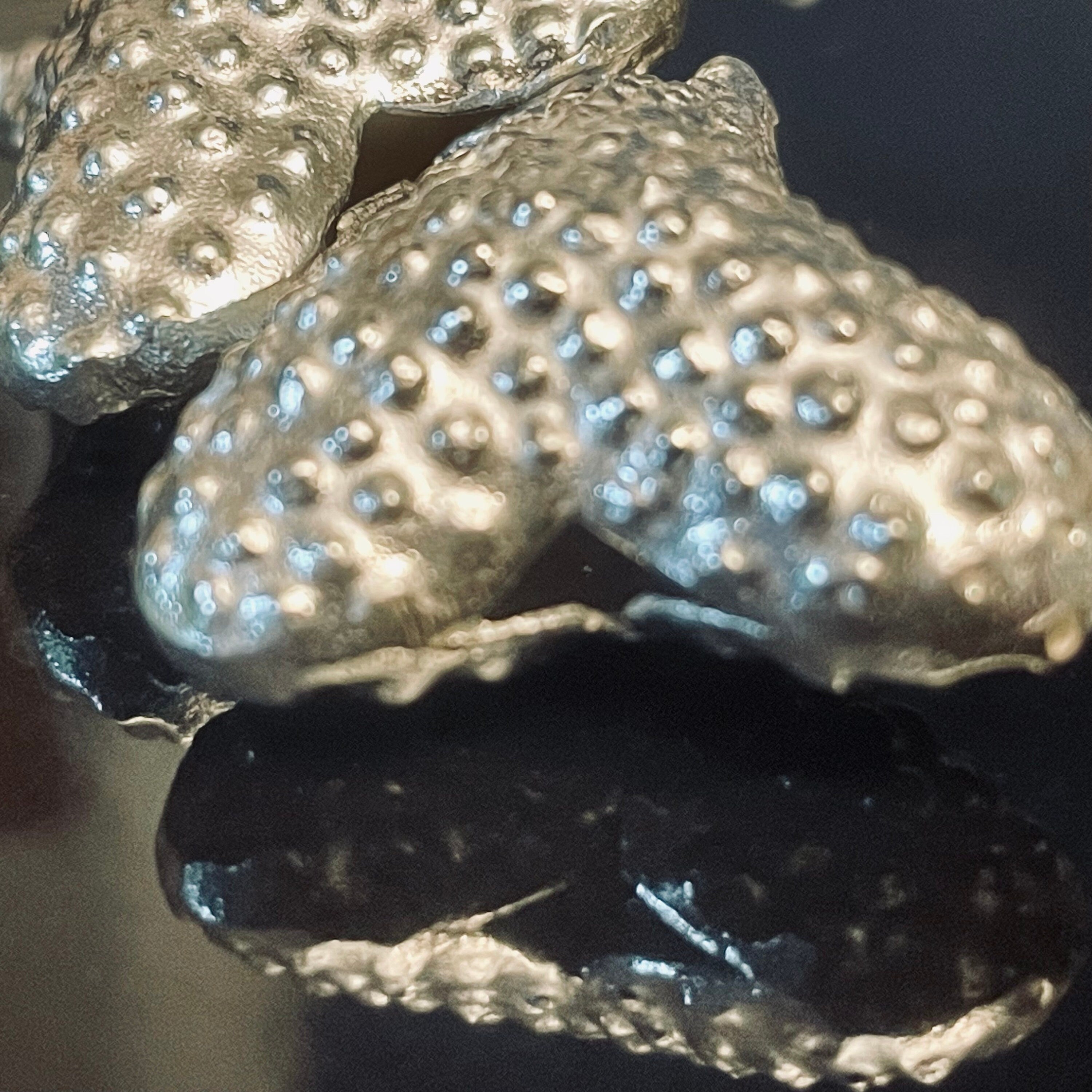 NEW! Asymmetrical 3D LARGE Fine Silver Heart Bead - Dotted Karen Hill Tribe 22mm x 21mm x 13mm - Focal Point - 1mm ID - MB174