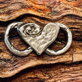1 Rustic Heart Connector Large Organic Sterling Silver Heart Link - Figure 8 Links 20.9mm Long - Thick Sturdy - Legacy Silver Supplies AC7