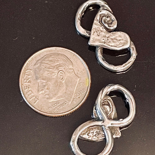 1 Rustic Heart Connector Large Organic Sterling Silver Heart Link - Figure 8 Links 20.9mm Long - Thick Sturdy - Legacy Silver Supplies AC7