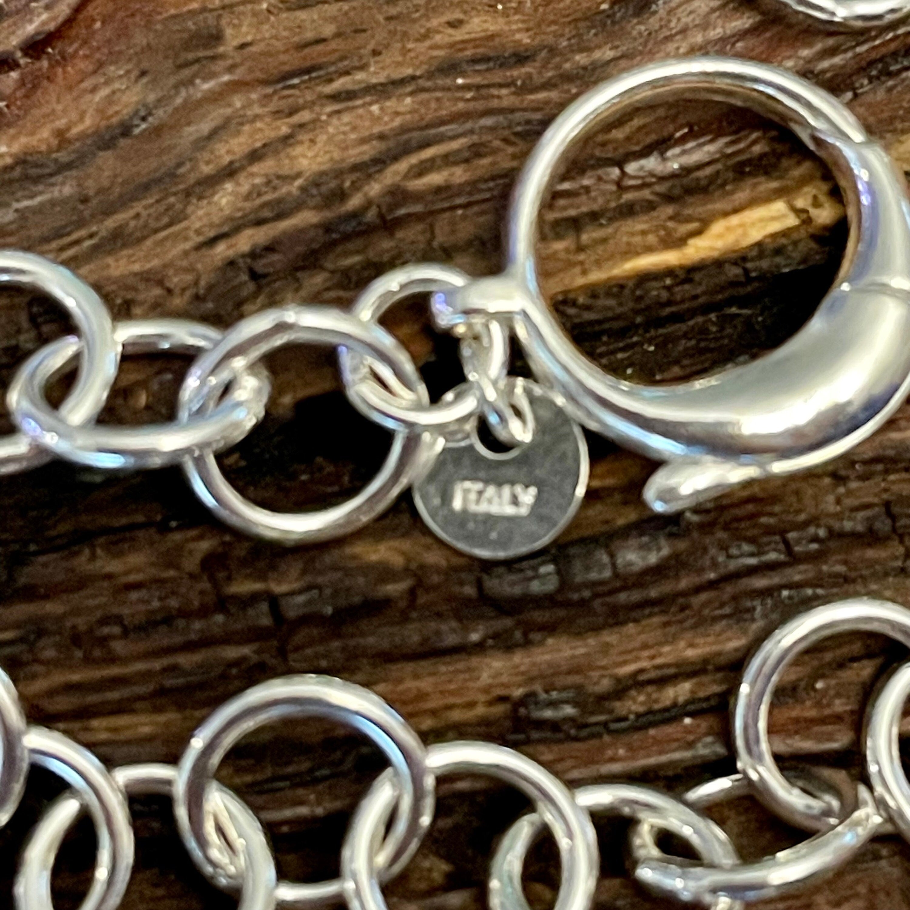 Standard Size 7.5 Inch Charm Bracelet 7mm in Sterling Silver - Recycled - Anti Tarnish  Made in Italy - Stamped 925 - Gift Idea - S37