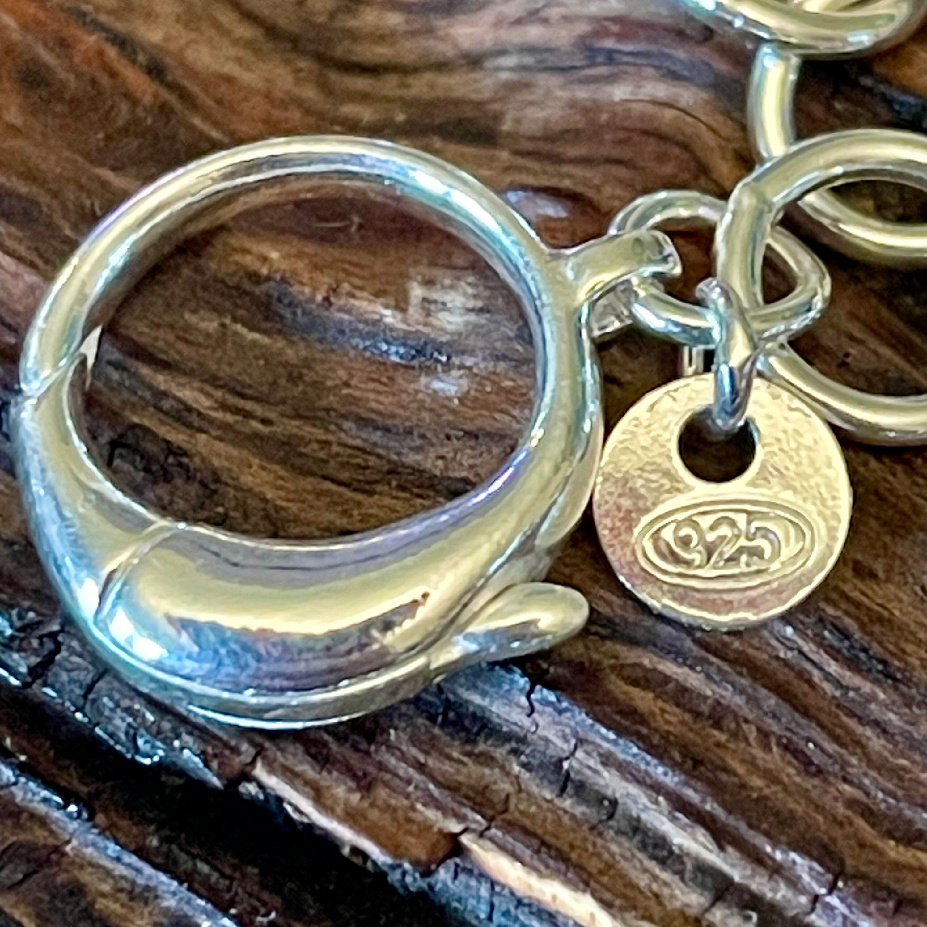 Standard Size 7.5 Inch Charm Bracelet 7mm in Sterling Silver - Recycled - Anti Tarnish  Made in Italy - Stamped 925 - Gift Idea - S37