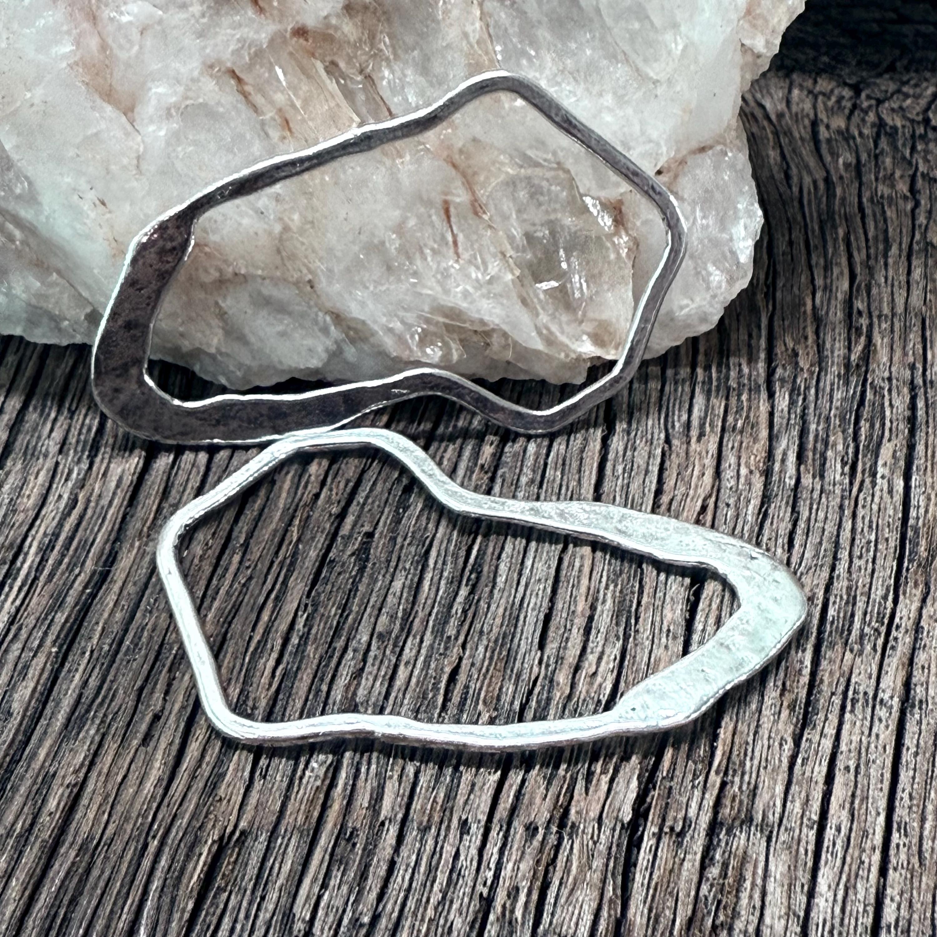 New! Sterling Silver Abstract Links - 2 Large Contemporary Connectors 37.4mm x 23.4mm - Unique Floating Pendants - LegacySilver L71